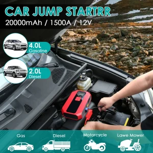 Car Battery Charger Jump Starter Power Bank LED Flashlight Digital Tire Inflato